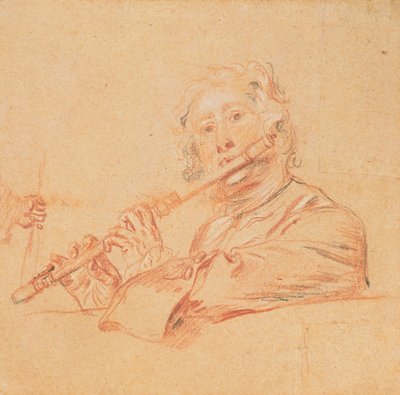 Man Playing a Flute by Jean Antoine Watteau